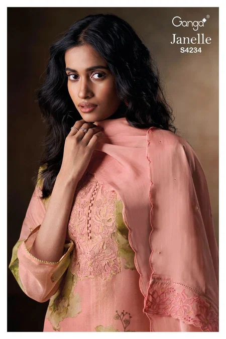 Janelle 4234 By Ganga Bemberg Silk Designer Salwar Suits Wholesalers In Surat